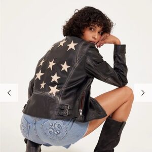 Maritaus Leather Jacket with stars - As seen on Free People